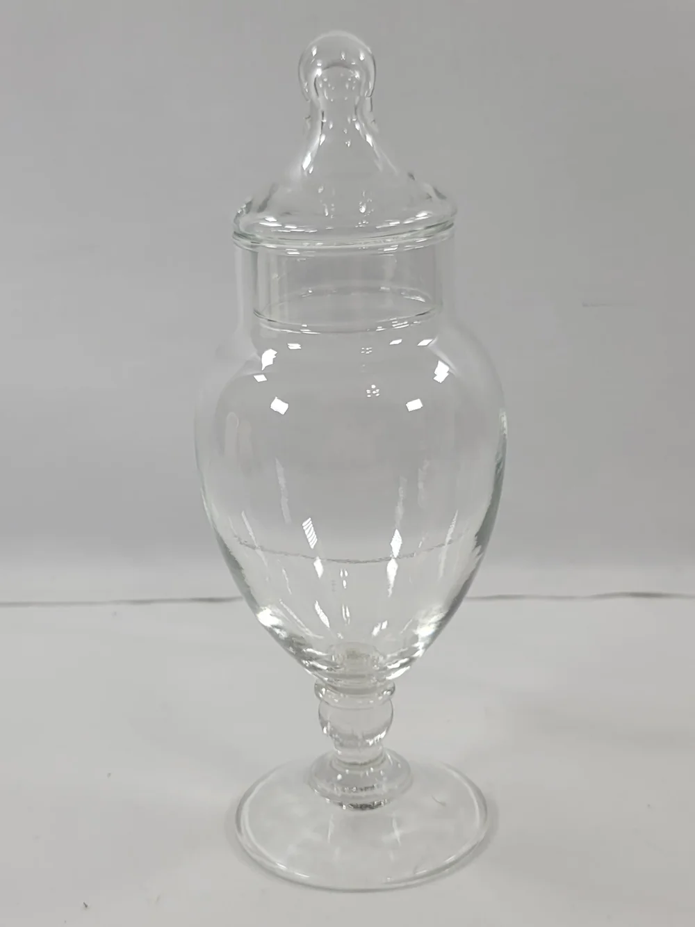 Vintage Footed Clear Glass Apothecary Jar 8